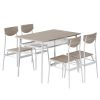 Rectangular Disassembly and Assembly P2 Board Iron Compartment 1 Table 4 Chairs Dining Table and Chair Set Brown Butternut