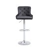 Bar Stool, Velvet Upholstered SEAT , Gas lifter, Decorated with Nailhead Trim, Grey seat, Silver base, Square footrest,Set of 2,