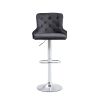 Bar Stool, Velvet Upholstered SEAT , Gas lifter, Decorated with Nailhead Trim, Grey seat, Silver base, Square footrest,Set of 2,