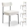 Boucle Dining Chairs Set of 4, Mid Century Modern Sherpa Accent Chairs, Upholstered Side Chair for Dining Table