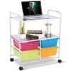 4 Multifunctional Drawers Rolling Storage Cart Rack Shelves Shelf Home Office