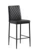 Black modern simple bar chair, fireproof leather spraying metal pipe, diamond grid pattern, restaurant, family, 2-piece set