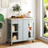 Mobile Kitchen Island Cart with 4 Open Shelves and 2 Drawers