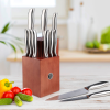 12 Pieces Kitchen Knife Set with Block;  Ultra Sharp German Steel Knife Block Set;  6pcs Serrated Steak Knives;  Hollow Handle for Chef Knife Set