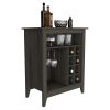 Bar Cabinet Castle, One Open Shelf, Six Wine Cubbies, Carbon Espresso Finish