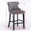 A&A Furniture,Contemporary Velvet Upholstered Wing-Back Barstools with Button Tufted Decoration and Wooden Legs, and Chrome Nailhead Trim, Leisure Sty