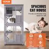 Cat House Outdoor, 3-Tier Large Catio, Cat Enclosure with 360Â° Rotating Casters, 2 Platforms, A Resting Box and Large Front Door