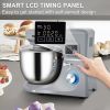 5 IN 1 Stand Mixer, 660W Tilt-Head Multifunctional Electric Mixer with 6 Speeds LCD Screen Timing, 7.4 Qt Stainless Bowl, Dough Hook, Flat Beater