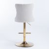 A&A Furniture,Golden Swivel Velvet Barstools Adjusatble Seat Height from 25-33 Inch, Modern Upholstered Bar Stools with Backs Comfortable Tufted for H