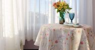 Finest Floral Coloring Round Easter Tablecloth Non Iron Stain Resistant Table Cover Diameter 52 inch