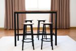 Modern 5-Piece Dining Table Set with 4 Chairs for Dining Room, Black Frame+Brown panel