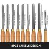8 Piece Wood Lathe Chisel Set, HSS Steel Wood Carving & Cutting Tools for Hardwood, Includes Bonus Chisel & Wooden Storage Case