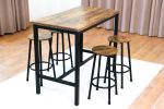 Modern 5-Piece Dining Table Set with 4 Chairs for Dining Room, Black Frame+Brown panel