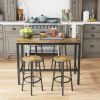 Modern 5-Piece Dining Table Set with 4 Chairs for Dining Room, Black Frame+Brown panel