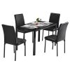 Simple Assembled Tempered Glass & Iron Dinner Table Black