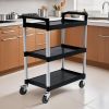 SOGA 3-Tier Kitchen Cart â€“ Durable Black PVC and Metal Utility Cart for Storage, Food Serving, and Organization in Home, Office, or Restaurant Use