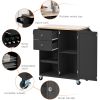 K&K Store Kitchen Cart with Spice Rack ,Towel Rack & Two Drawers,Rubber wood top,Kitchen Island with 4 Wheels for Dining Rooms Kitchens Living Rooms,
