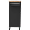 K&K Store Kitchen Cart with Spice Rack ,Towel Rack & Two Drawers,Rubber wood top,Kitchen Island with 4 Wheels for Dining Rooms Kitchens Living Rooms,