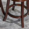 24" Counter Height Slat Back Swivel Stool, Cherry Finish, Charcoal Fabric Seat