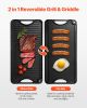 Reversible Grill/Griddle, 20x10 inch Pre-Seasoned Cast Iron Griddle, Portable Rectangular Pan with Handle