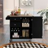 K&K Store Kitchen Cart with Spice Rack ,Towel Rack & Two Drawers,Rubber wood top,Kitchen Island with 4 Wheels for Dining Rooms Kitchens Living Rooms,