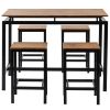 TREXM 5-Piece Kitchen Counter Height Table Set, Industrial Dining Table with 4 Chairs (Brown)