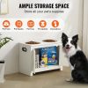 Pet Feeding Station with 2 Stainless Steel Bowls, Elevated Dog Bowls with Storage, Dog Food Storage and Feeder Station with Storage Cabinet