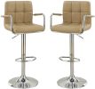 White Faux Leather Bar Stool Counter Height Chairs Set of 2 Adjustable Height Kitchen Island Stools Armrest Chairs