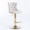 A&A Furniture,Golden Swivel Velvet Barstools Adjusatble Seat Height from 25-33 Inch, Modern Upholstered Bar Stools with Backs Comfortable Tufted for H