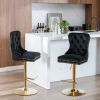 A&A Furniture,Thick Golden Swivel Velvet Barstools Adjusatble Seat Height from 27-35 Inch, Modern Upholstered Bar Stools with Backs Comfortable Tufted