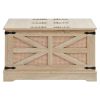 Rattan Coffee Table, Rectangle PE Rattan Woven Wood Coffee Table with MDF Top, 32-Inch Modern Boho Style Storage Coffee Table with Retro Metal Hinges