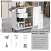 K&K Store Kitchen Cart with Spice Rack ; Towel Rack & Two Drawers; Rubber wood top; Kitchen Island with 4 Wheels for Dining Rooms Kitchens Living Room