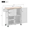 K&K Store Kitchen Cart with Spice Rack ; Towel Rack & Two Drawers; Rubber wood top; Kitchen Island with 4 Wheels for Dining Rooms Kitchens Living Room