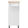 K&K Store Kitchen Cart with Spice Rack ; Towel Rack & Two Drawers; Rubber wood top; Kitchen Island with 4 Wheels for Dining Rooms Kitchens Living Room