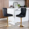 A&A Furniture,Thick Golden Swivel Velvet Barstools Adjusatble Seat Height from 27-35 Inch, Modern Upholstered Bar Stools with Backs Comfortable Tufted