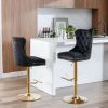 A&A Furniture,Thick Golden Swivel Velvet Barstools Adjusatble Seat Height from 27-35 Inch, Modern Upholstered Bar Stools with Backs Comfortable Tufted