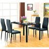 Simple Assembled Tempered Glass & Iron Dinner Table Black