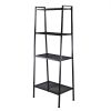 Metal 4 Shelf Bookcase, Multifunctional Ladder-Shaped Plant Flower Stand Rack Bookrack Storage Shelves, Black