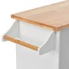 K&K Store Kitchen Cart with Spice Rack ; Towel Rack & Two Drawers; Rubber wood top; Kitchen Island with 4 Wheels for Dining Rooms Kitchens Living Room