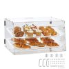 Pastry Display Case, 2-Tier Commercial Countertop Bakery Display Case, Acrylic Display Box with Rear Door Access & Removable Shelves