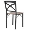 TREXM 5-Piece Industrial Wooden Dining Set with Metal Frame and 4 Ergonomic Chairs, Brown