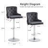 Bar Stool, Velvet Upholstered SEAT , Gas lifter, Decorated with Nailhead Trim, Grey seat, Silver base, Square footrest,Set of 2,