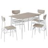 Rectangular Disassembly and Assembly P2 Board Iron Compartment 1 Table 4 Chairs Dining Table and Chair Set Brown Butternut