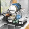 2 Tier Dish Rack for Kitchen Counter,Dish Drying Rack with 360¬∞Drainage,Dish Drainboard Set with Cutlery Holder and 4 Cup Holder,Dish drainers Over S
