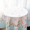 Floral Coloring Round Easter Tablecloth Non Iron Stain Resistant Table Cover Diameter 60 inch