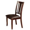 Set of 2 Side Chairs Dark Espresso Finish Solid wood Kitchen Dining Room Furniture Padded Leatherette Seat Unique back