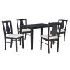 TREXM 5-Piece Kitchen Dining Table Set, Wooden Rectangular Dining Table and 4 Upholstered Chairs for Kitchen and Dining Room (Ebony Black)