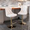 A&A Furniture,Golden Swivel Velvet Barstools Adjusatble Seat Height from 25-33 Inch, Modern Upholstered Bar Stools with Backs Comfortable Tufted for H
