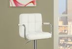White Faux Leather Bar Stool Counter Height Chairs Set of 2 Adjustable Height Kitchen Island Stools Armrest Chairs