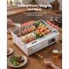 Commercial Electric Griddle, 21.06 x 11.81 inch, 1750W, 122-570 Fahrenheit Adjustable Temp Control, Stainless Steel Body, Half Grooved Half Flat